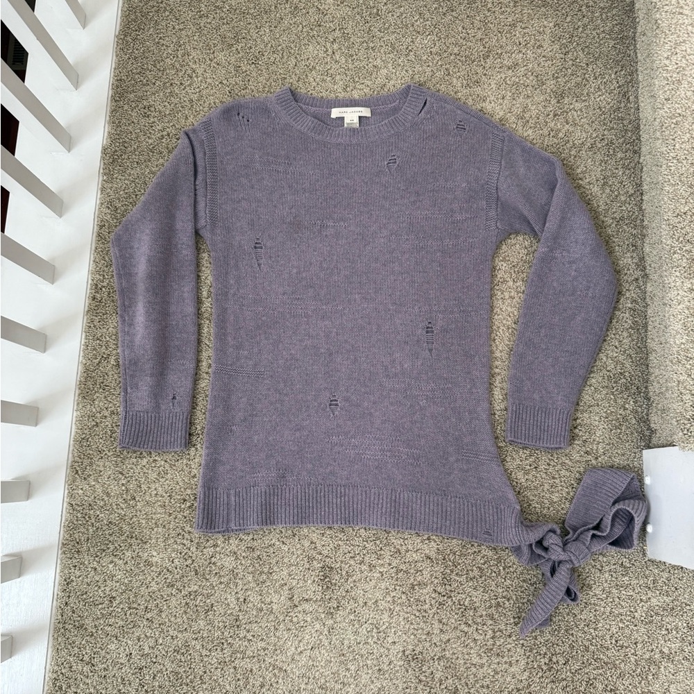 PRICE FIRM Marc Jacobs 100% Cashmere Lavender Distressed Crewneck Sweater Size M